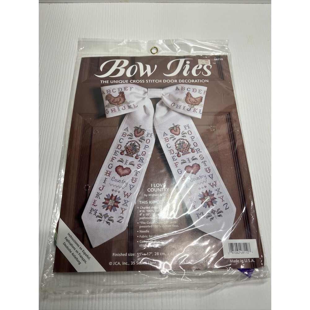 Bow Ties︱I love Country︱ Cross Stitch Door Decoration Kit #08110︱ Factory Sealed